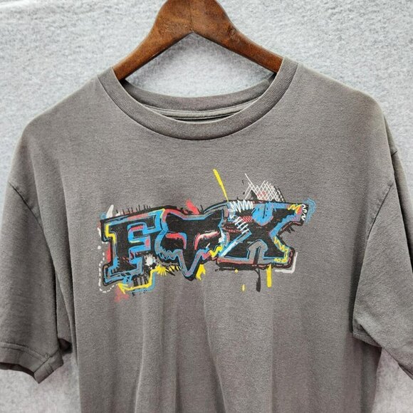 Fox Racing Graphic Logo T-Shirt Gray Short Sleeve Crew Neck 100% Cotton Men’s L - Picture 2 of 4